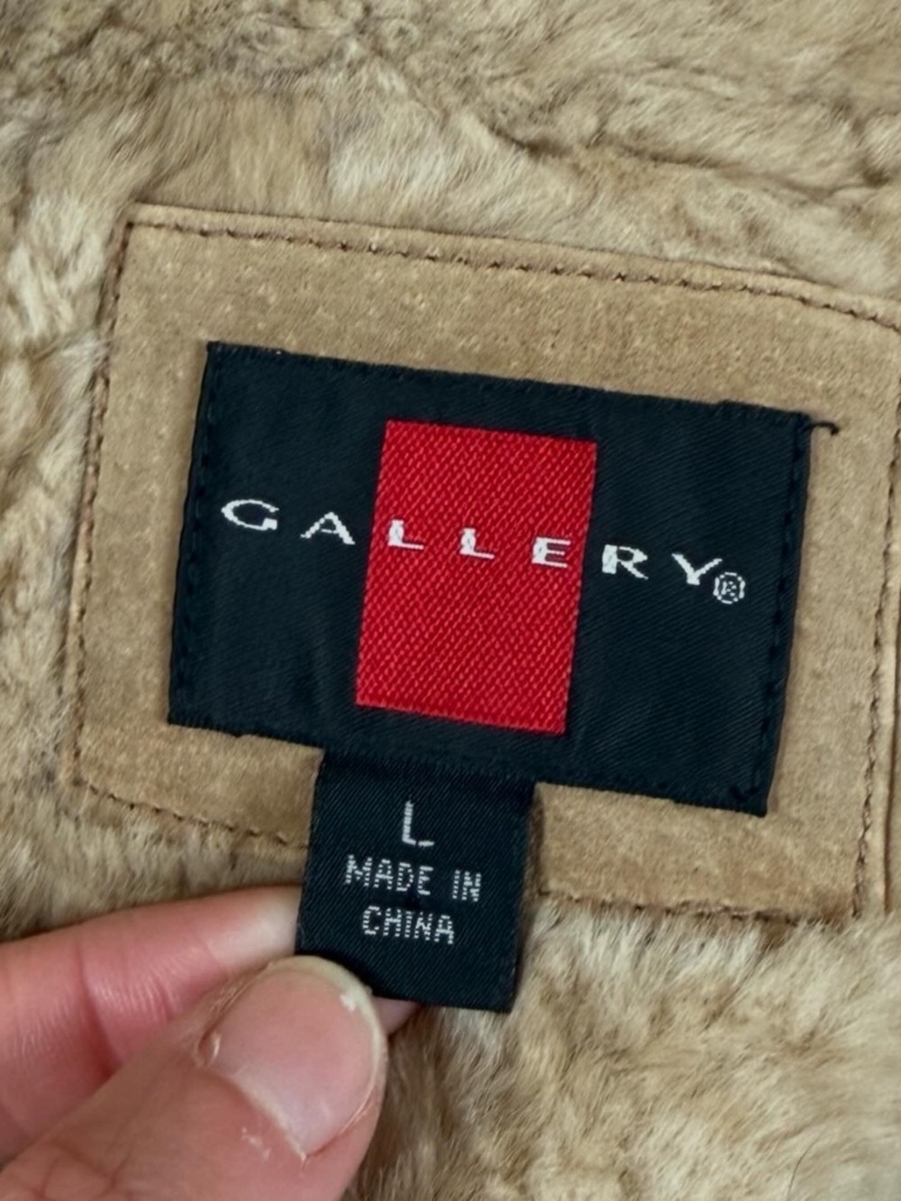 Gallery Suede Leather Button Front Jacket Womens L Faux Fur Trim Penny Lane Coat - Picture 5 of 9